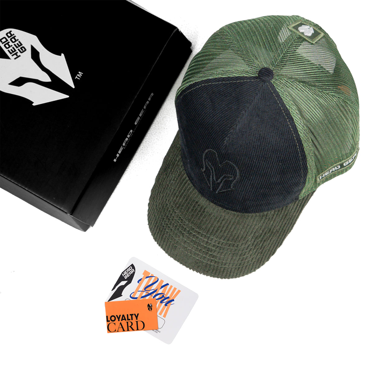 HEAD GEAR BLACK AND OLIVE DUAL TONE TRUCKER CAP – Head Gear