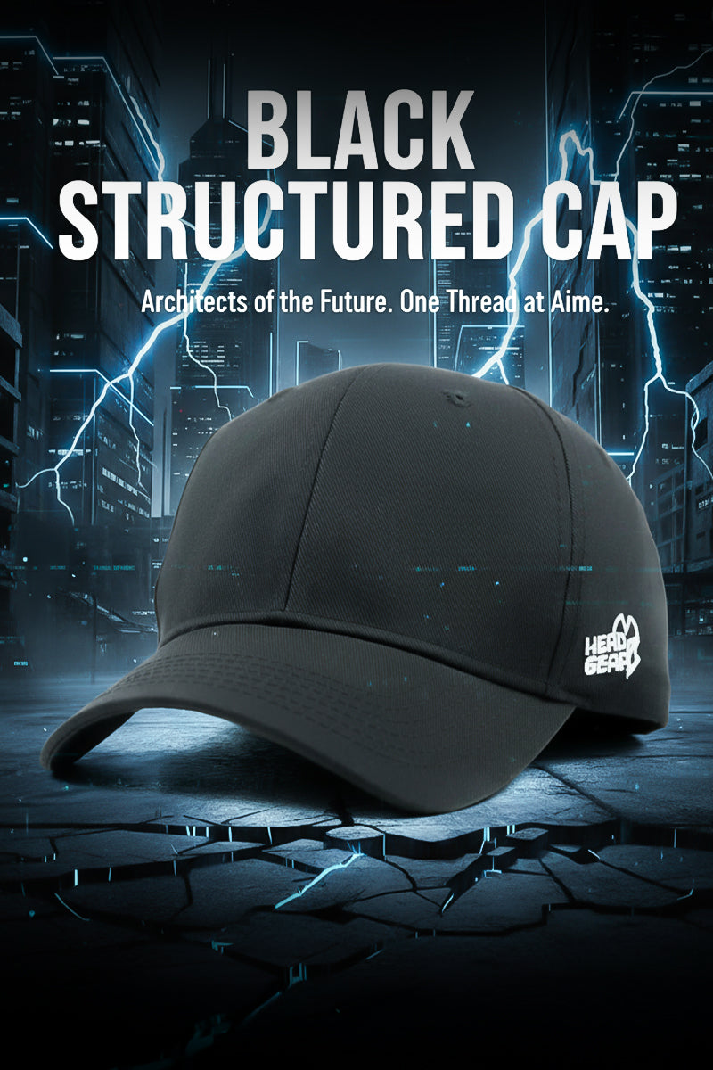 HEAD GEAR BLACK STRUCTURED CAP