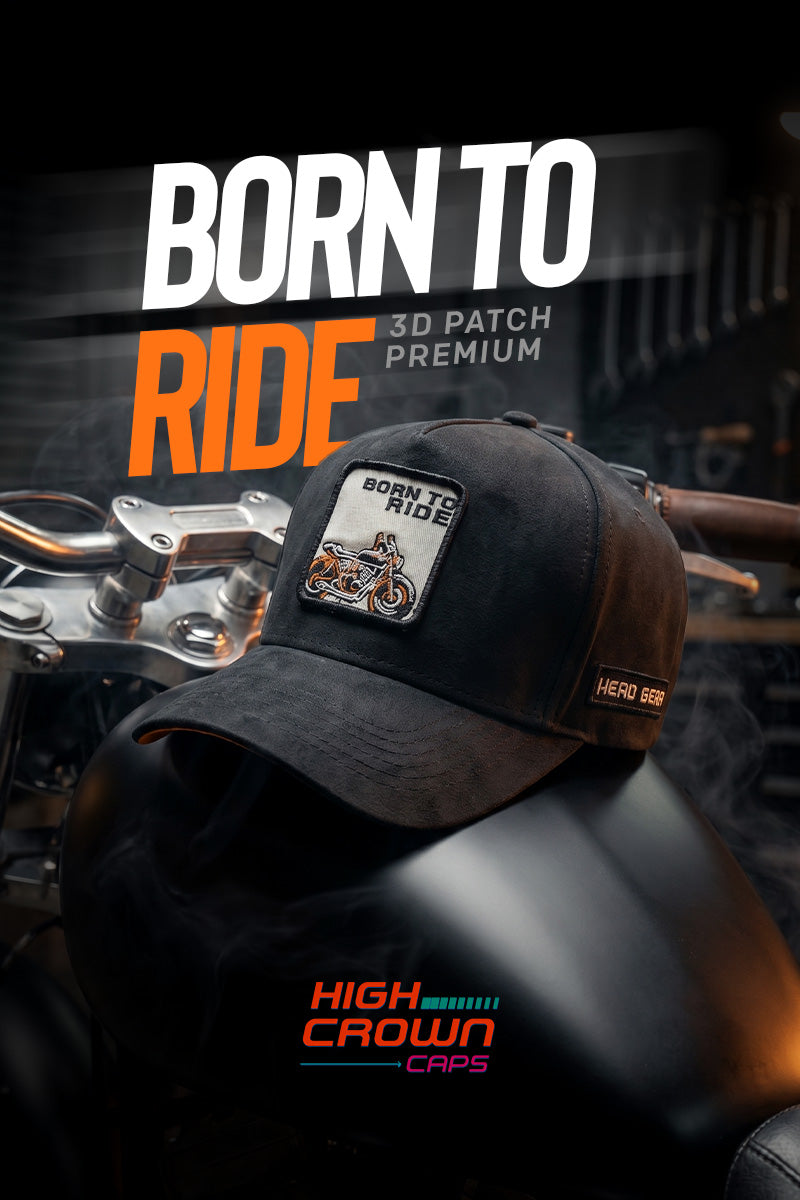 HEAD GEAR BORN TO RIDE 3D PATCH PREMIUM HIGH CROWN CAP