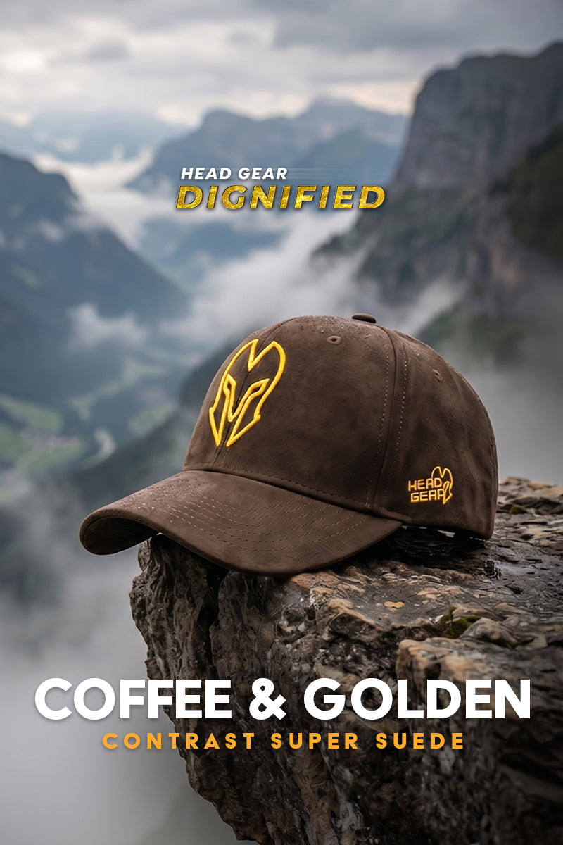 HEAD GEAR COFFEE AND GOLDEN CONTRAST SUEDE CAP