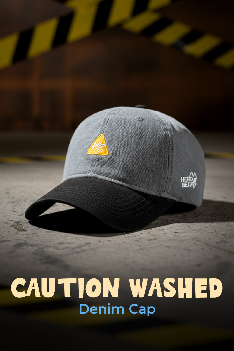 HEAD GEAR CAUTION WASHED DENIM CAP