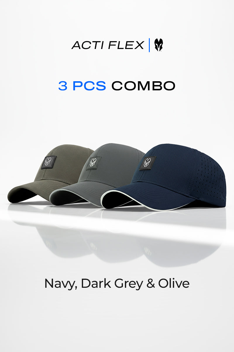 3 PCS COMBO OF NAVY BLUE, DARK GREY AND OLIVE ACTI FLEX