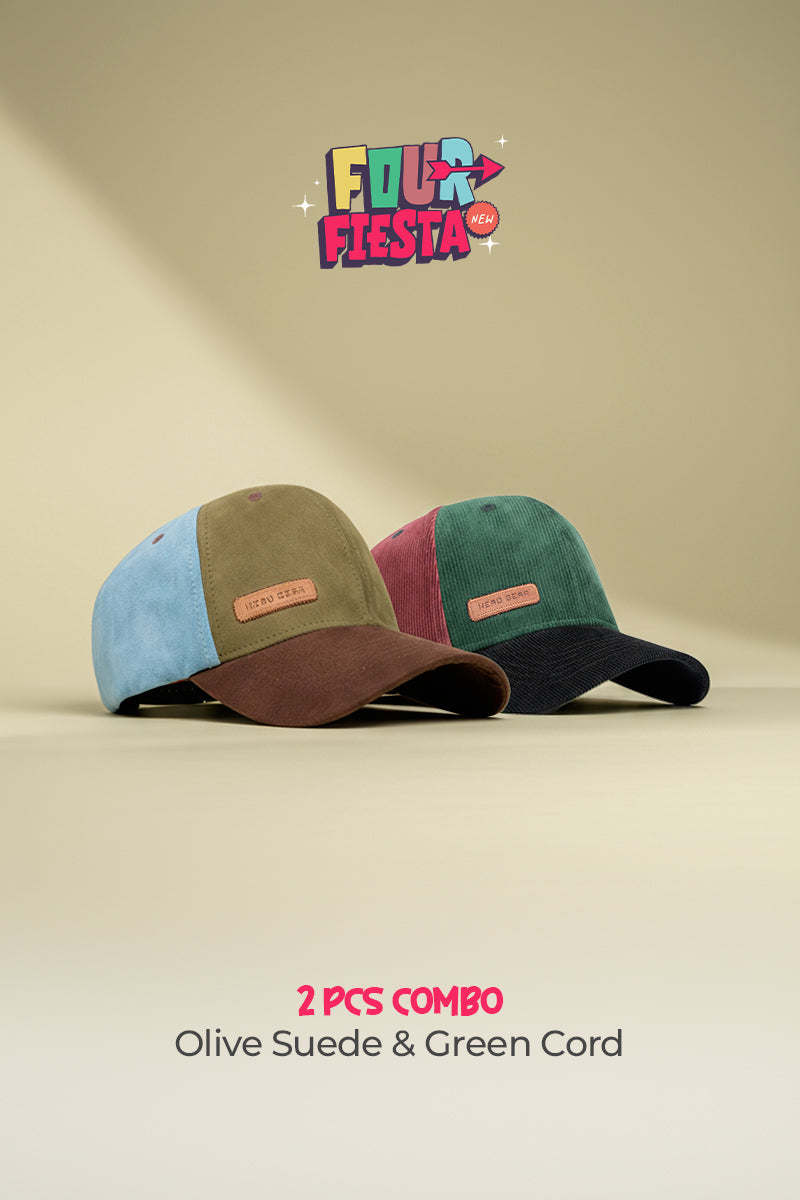 2 PCS COMBO OF OLIVE SUEDE AND GREEN CORD FOUR FIESTA