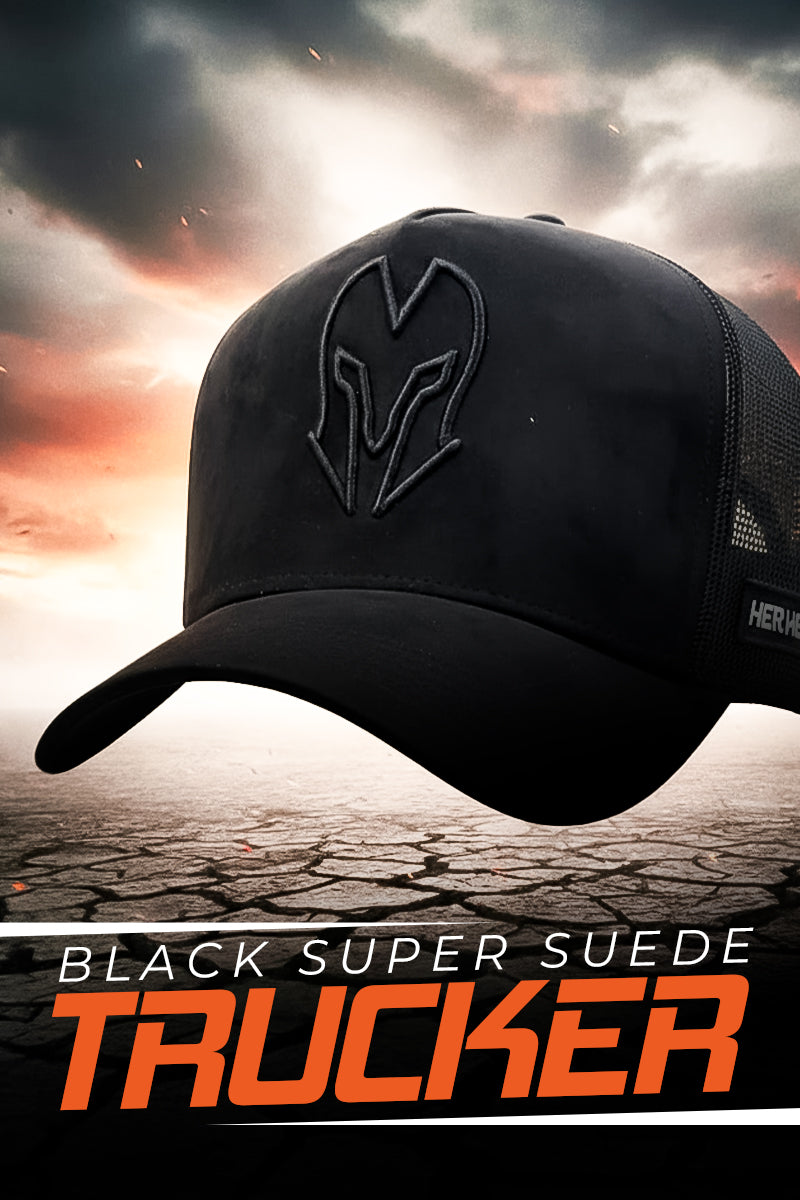 HEAD GEAR BLACK SUPER SUEDE TRUCKER CAP