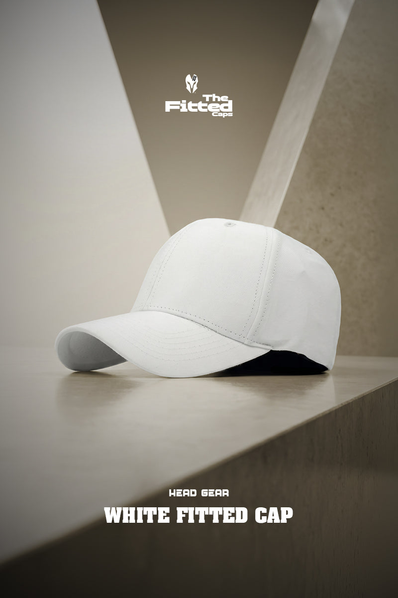 HEAD GEAR SOLID WHITE FITTED CAP