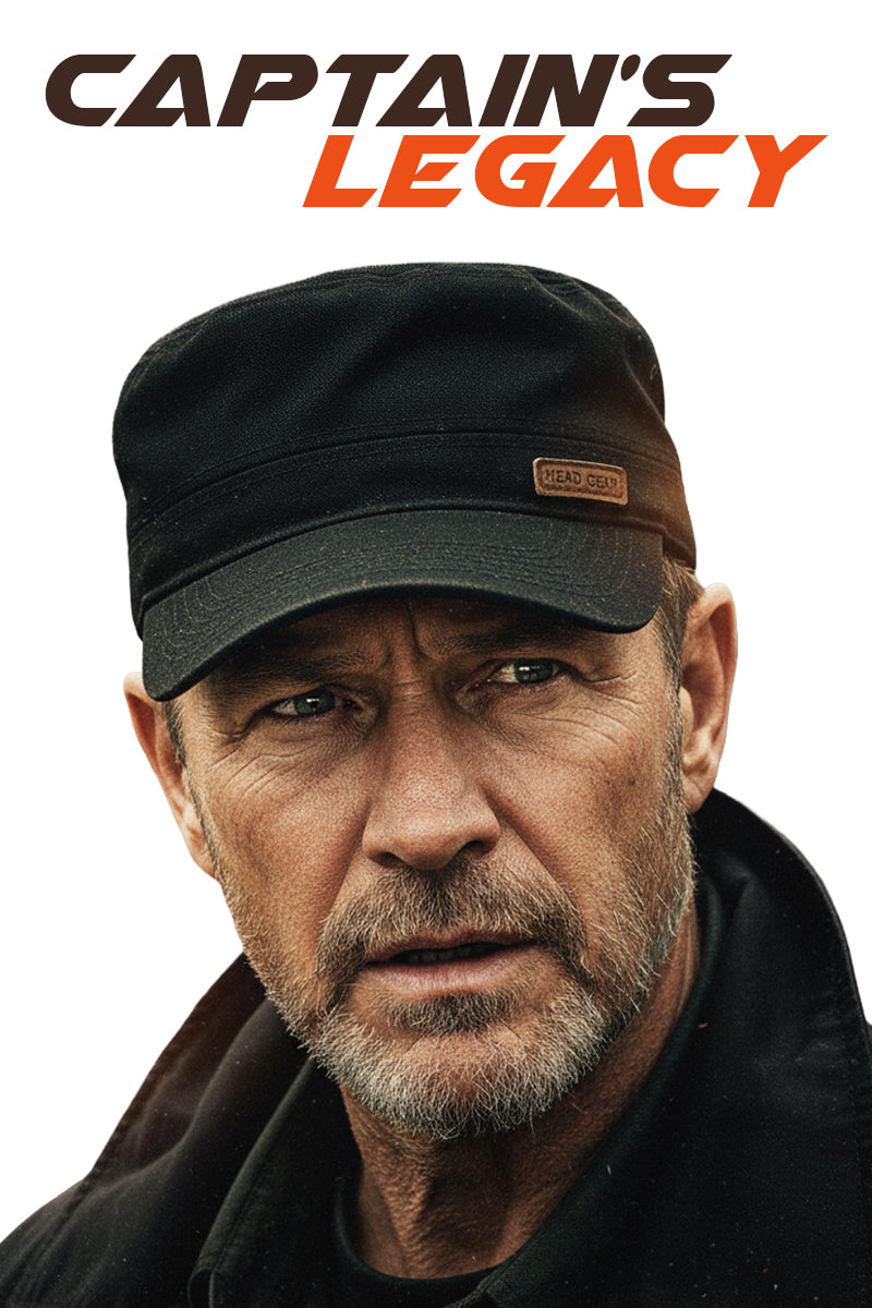 HEAD GEAR BLACK WITH LEATHER PATCH CAPTAIN'S CAP