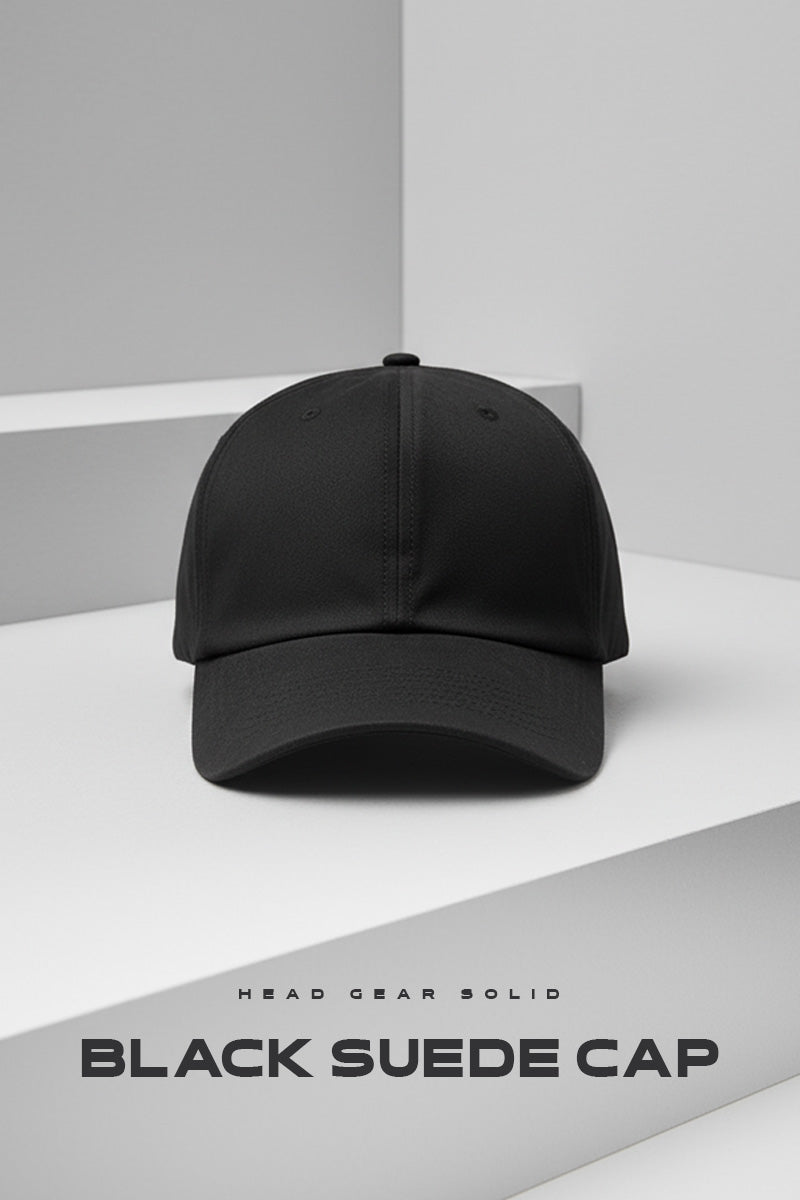 HEAD GEAR SOLID BLACK SUEDE CAP
