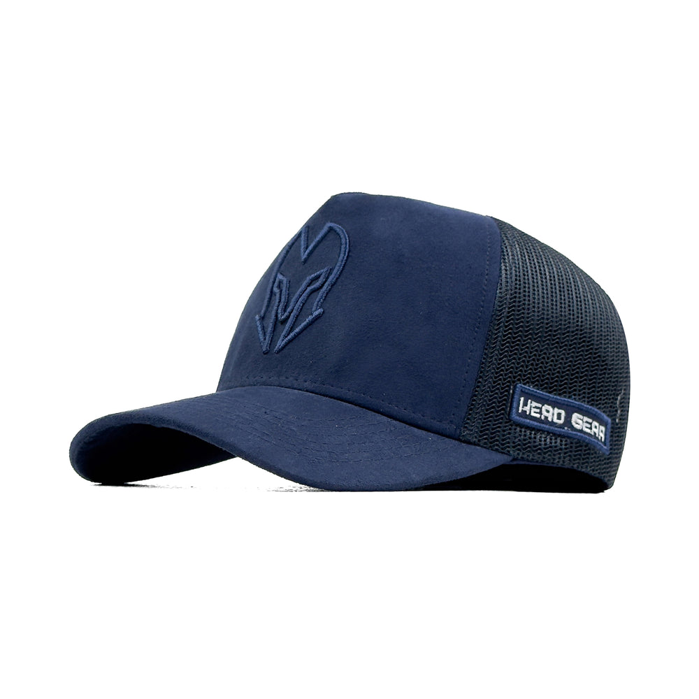 HEAD GEAR BLUE SUPER SUEDE TRUCKER CAP