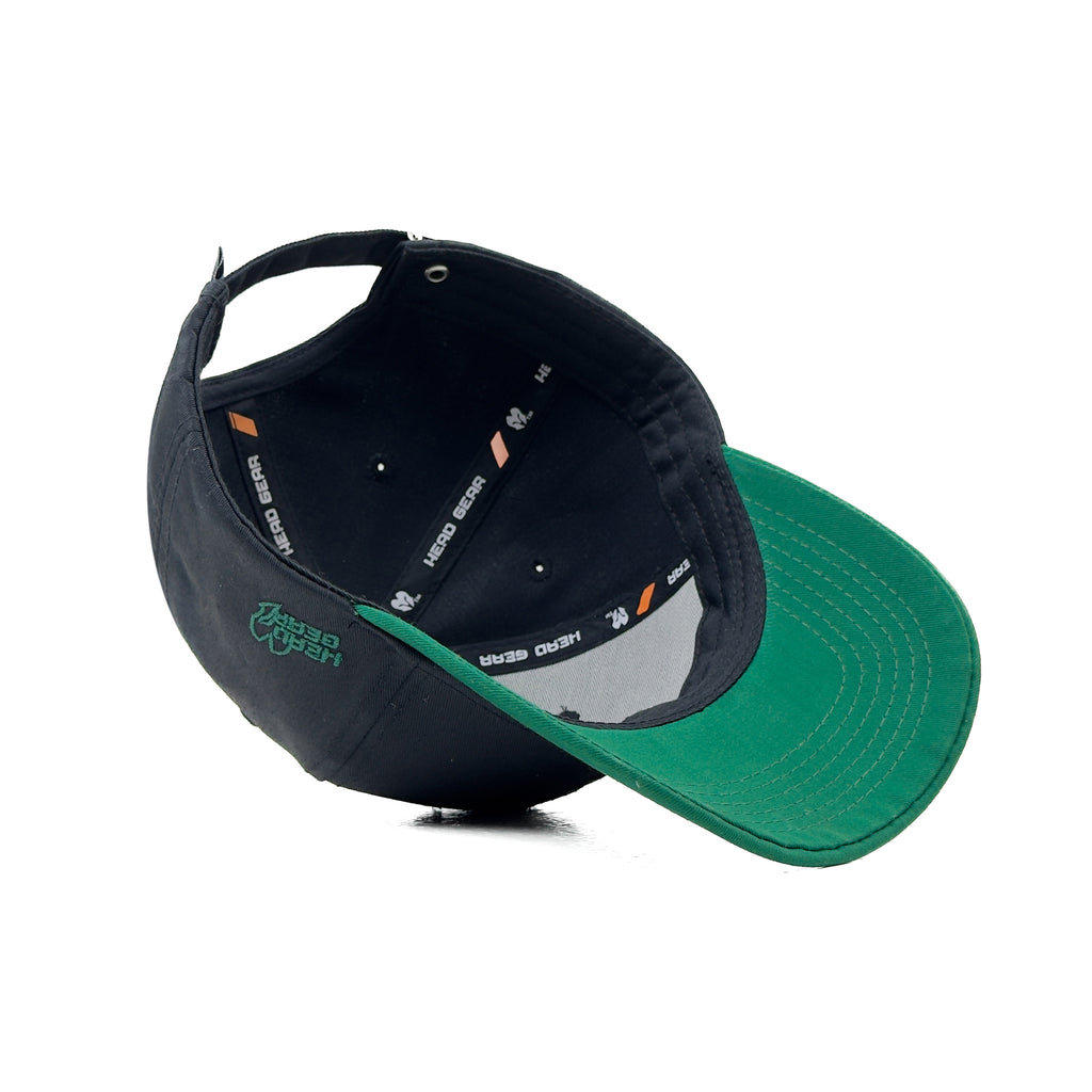 HEAD GEAR BLACK AND GREEN REDEFINED TWILL CAP