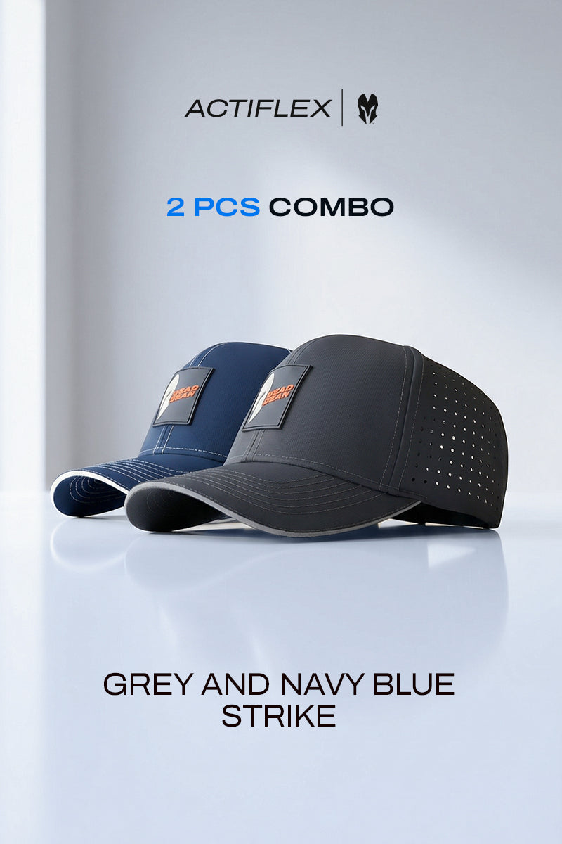 2 PCS COMBO OF GREY AND NAVY BLUE ACTI FLEX STRIKE CAP
