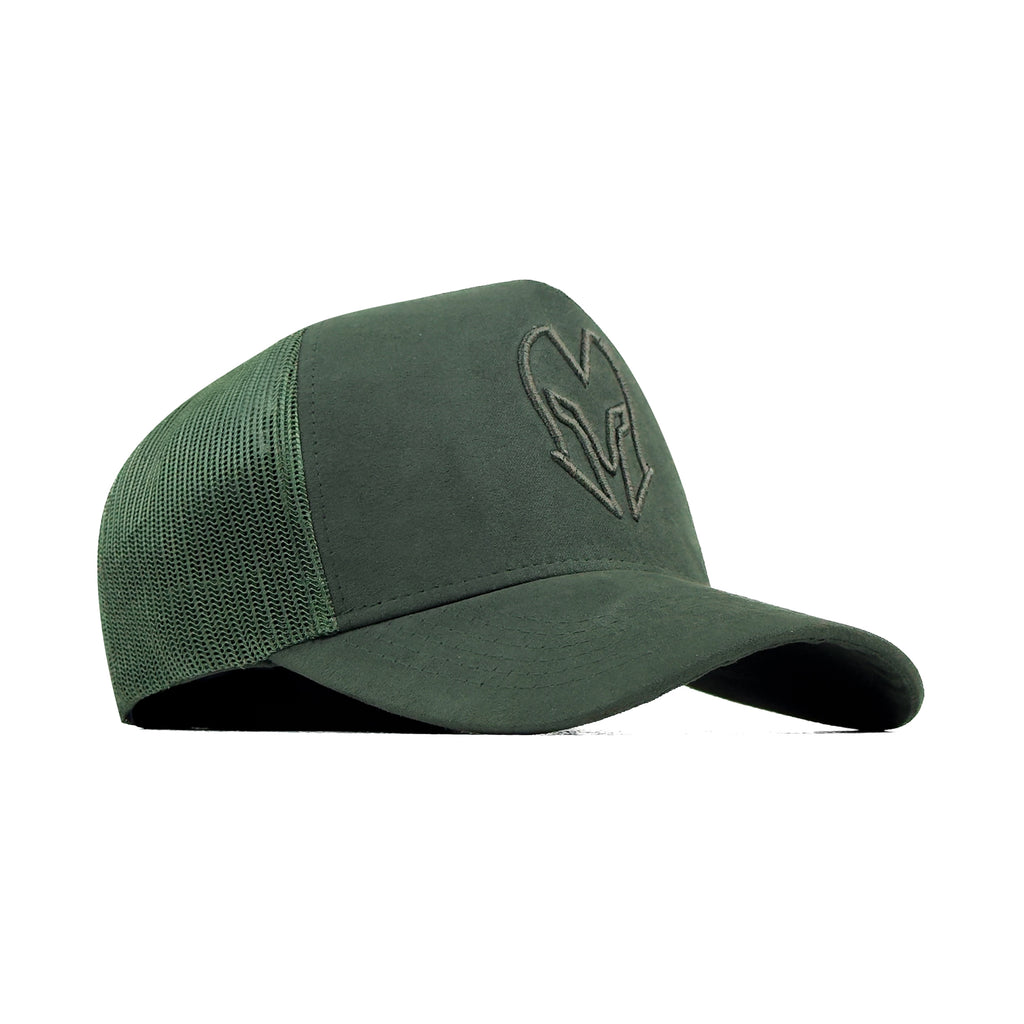 HEAD GEAR GREEN SUPER SUEDE TRUCKER CAP