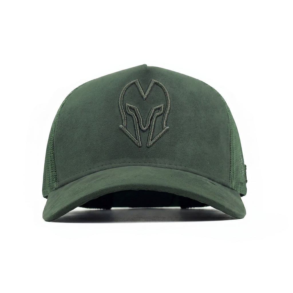 HEAD GEAR GREEN SUPER SUEDE TRUCKER CAP