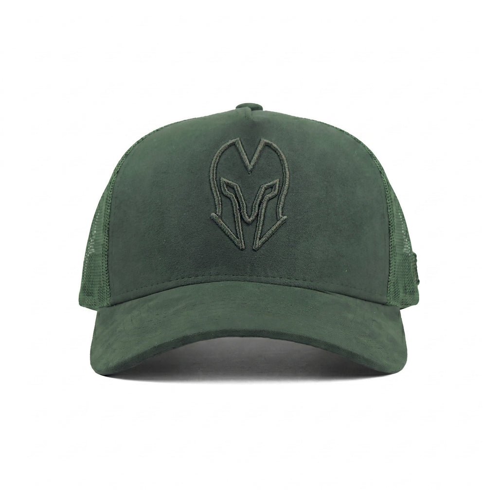 HEAD GEAR GREEN SUPER SUEDE TRUCKER CAP