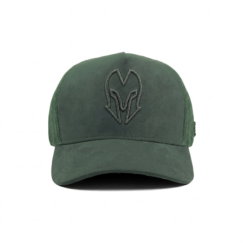 HEAD GEAR GREEN SUPER SUEDE TRUCKER CAP