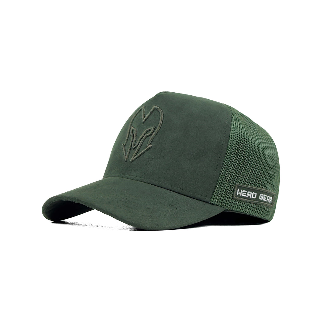 HEAD GEAR GREEN SUPER SUEDE TRUCKER CAP