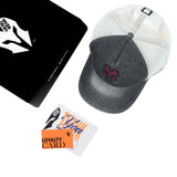 HEAD GEAR CHARCOAL WHITE DENIM TRUCKER CAP