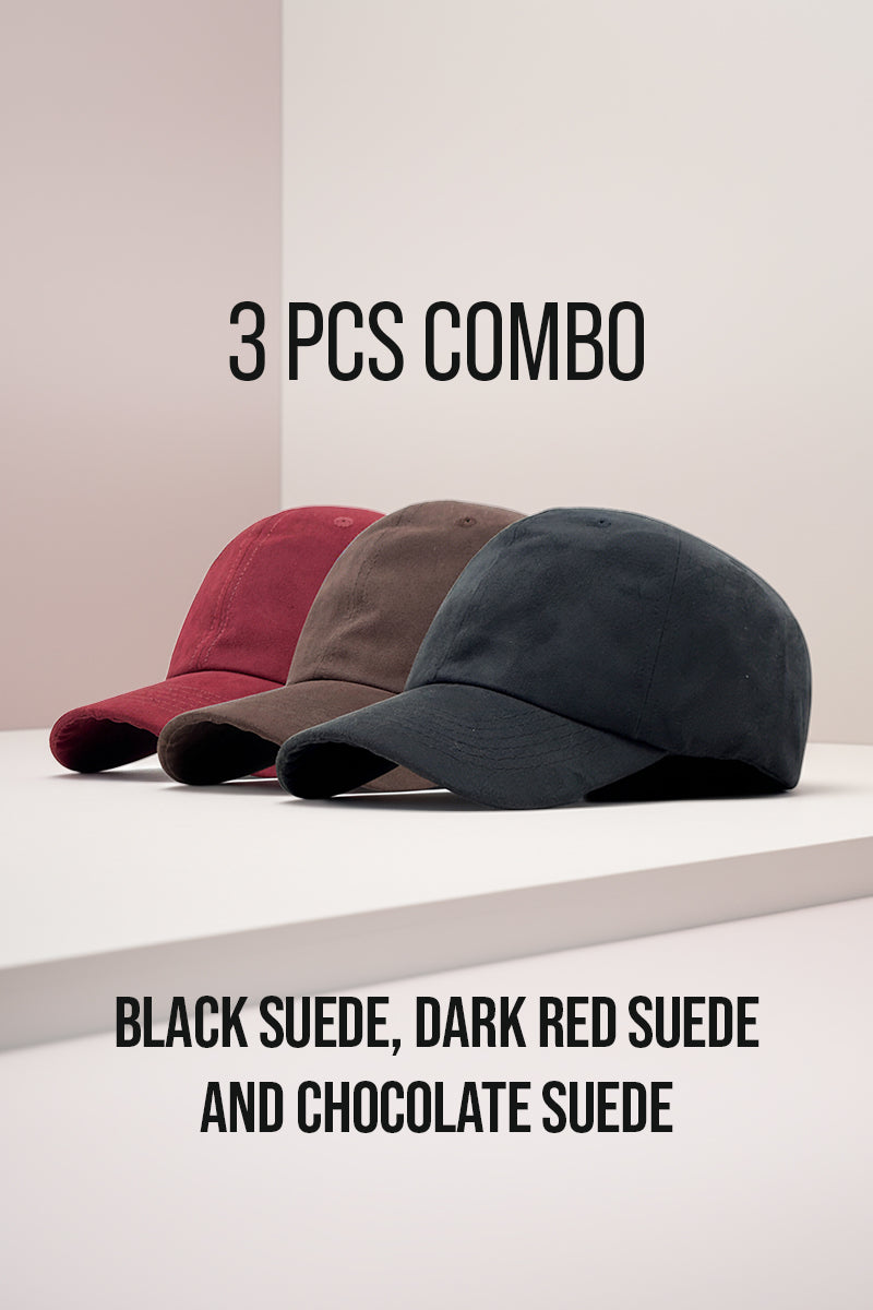 3 PCS COMBO OF BLACK, CHOCOLATE AND DARK RED SUEDE