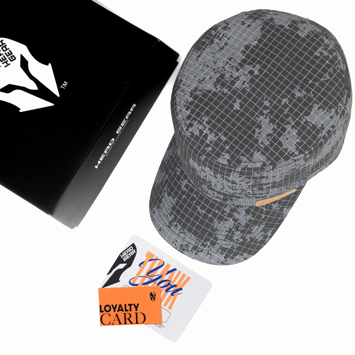 HEAD GEAR GREY WITH LEATHER PATCH CAPTAIN'S CAP