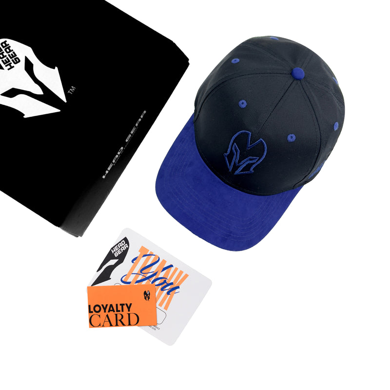 HEAD GEAR BLACK AND BRIGHT BLUE REDEFINED CAP
