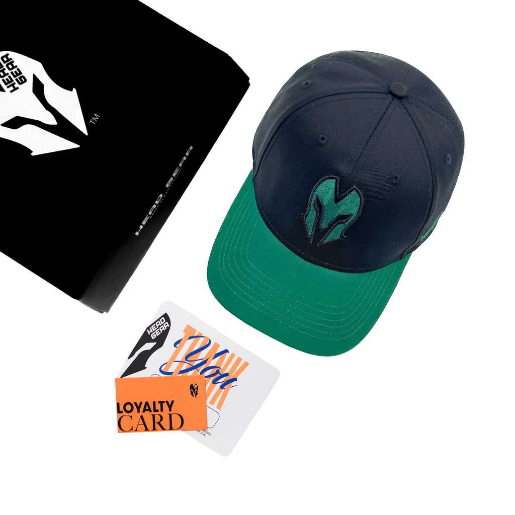 HEAD GEAR BLACK AND GREEN REDEFINED TWILL CAP