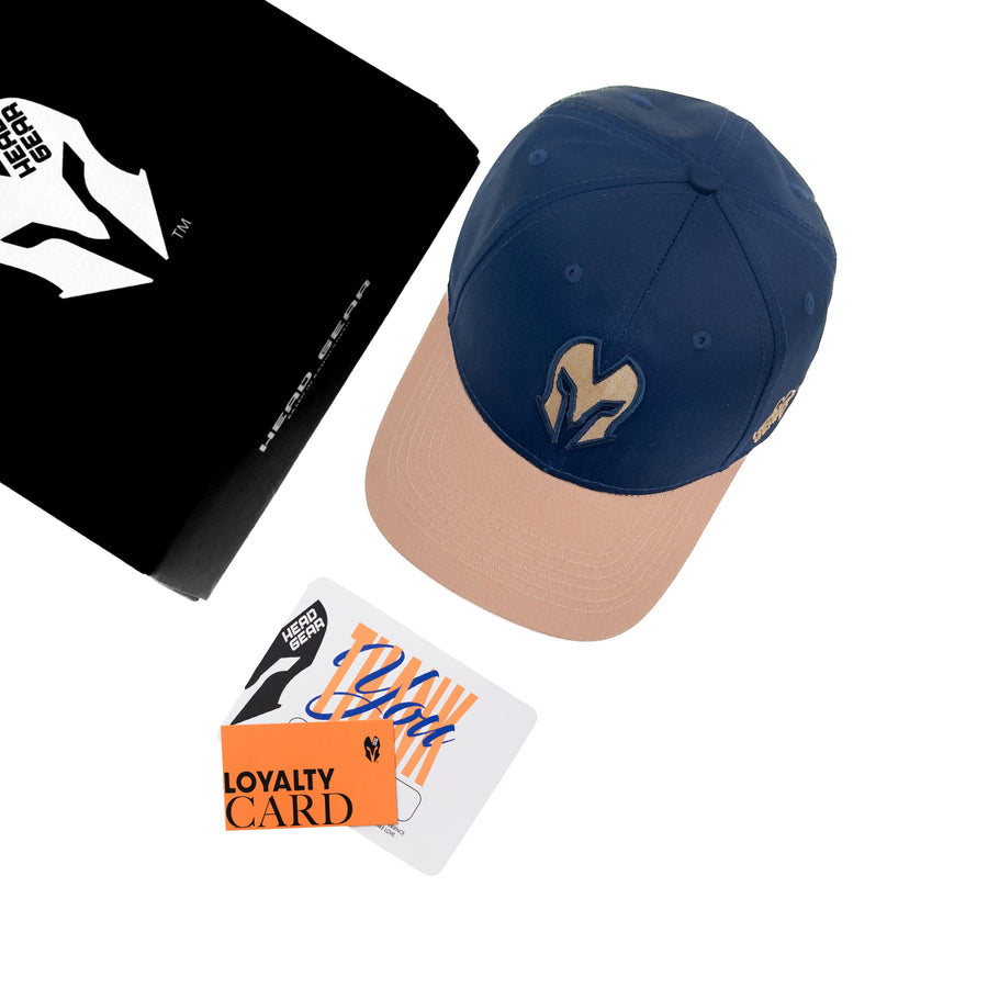 HEAD GEAR NAVY BLUE AND BEIGE REDEFINED TWILL CAP