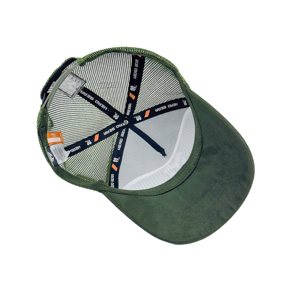 HEAD GEAR GREEN SUPER SUEDE TRUCKER CAP