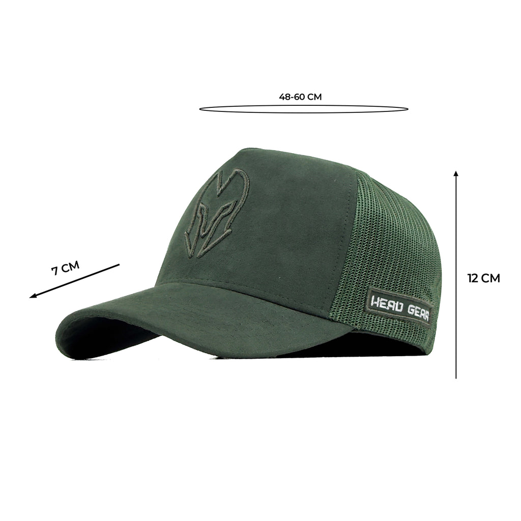HEAD GEAR GREEN SUPER SUEDE TRUCKER CAP