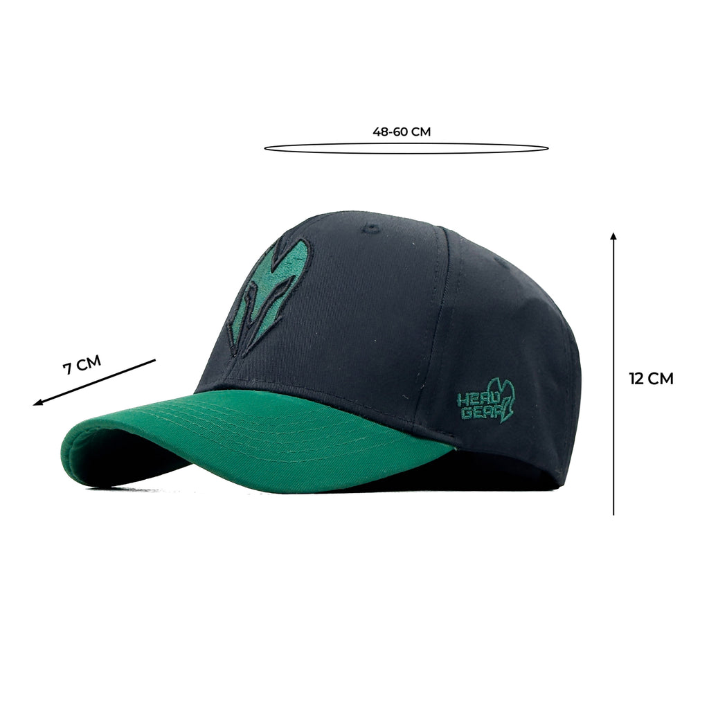 HEAD GEAR BLACK AND GREEN REDEFINED TWILL CAP