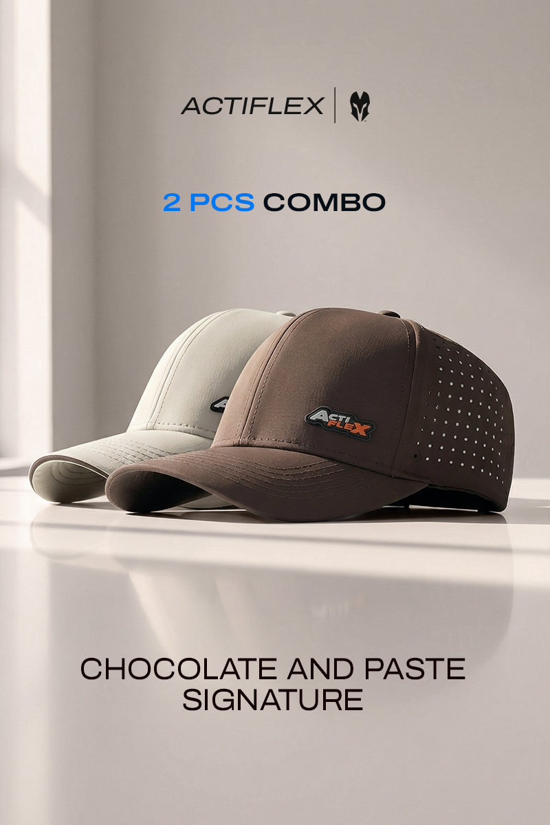 2 PCS COMBO OF CHOCOLATE AND LIGHT GREY ACTI FLEX SIGNATURE CAP