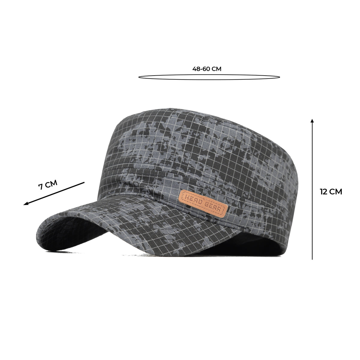 HEAD GEAR GREY WITH LEATHER PATCH CAPTAIN'S CAP