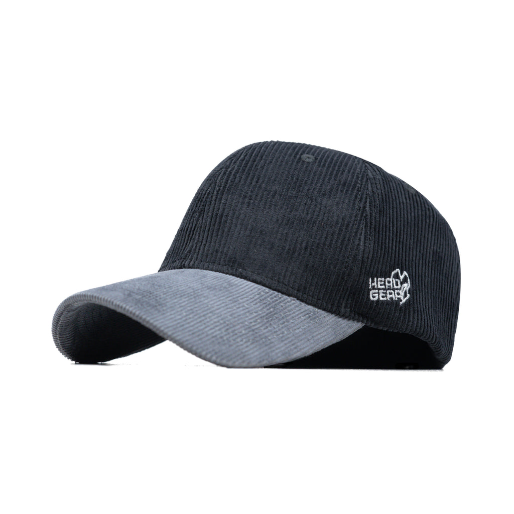 HEAD GEAR BLACK CHARCOAL GREY DUAL TONE CORD CAP