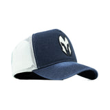 HEAD GEAR DARK NAVY BLUE WHITE DENIM TRUCKER CAP