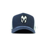 HEAD GEAR DARK NAVY BLUE WHITE DENIM TRUCKER CAP