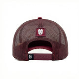 HEAD GEAR RED WINE TRUCKER LEATHER PATCH CAP