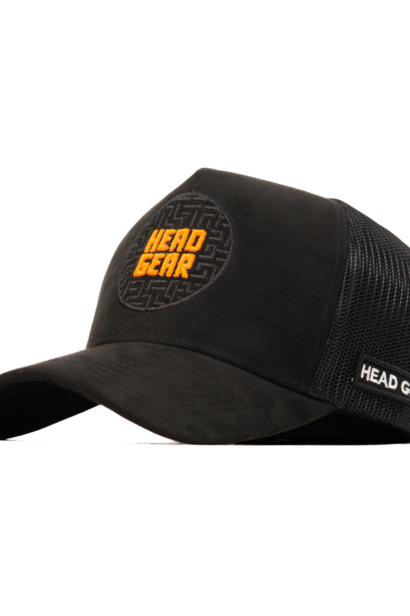 HEAD GEAR BLACK TRUCKER CAP