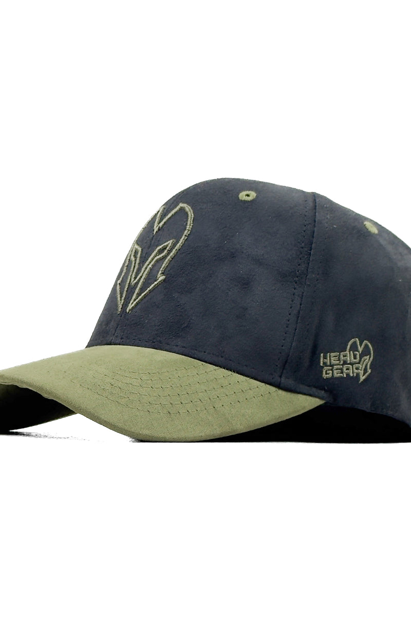 HEAD GEAR BLACK AND OLIVE REDEFINED SUEDE CAP