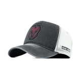 HEAD GEAR CHARCOAL WHITE DENIM TRUCKER CAP