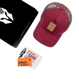 HEAD GEAR RED WINE TRUCKER LEATHER PATCH CAP