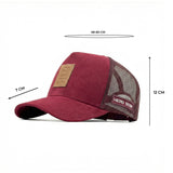 HEAD GEAR RED WINE TRUCKER LEATHER PATCH CAP