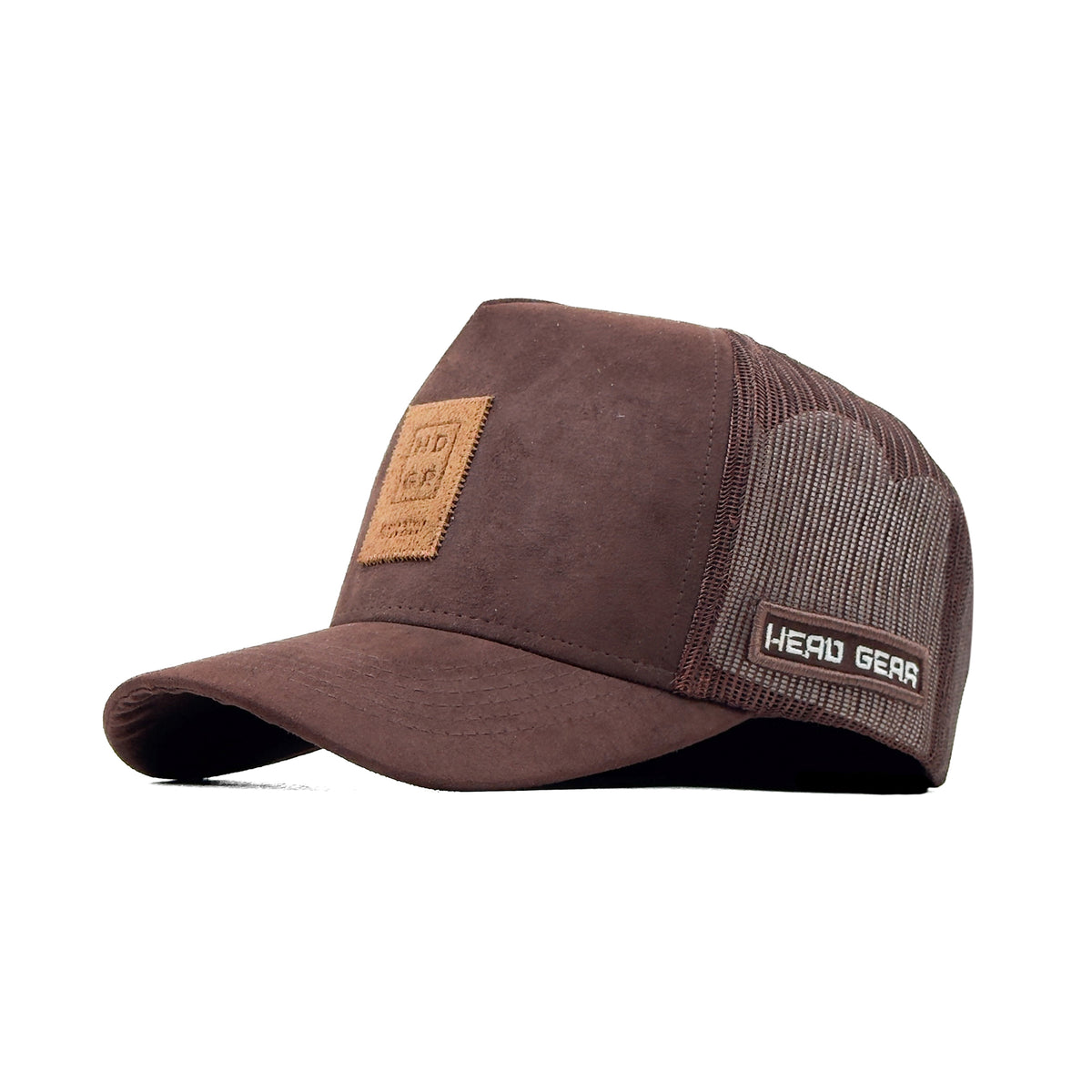 HEAD GEAR CHOCOLATE TRUCKER LEATHER PATCH CAP