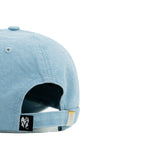 HEAD GEAR WASHED DENIM METAL PATCH RIPPED CAP - LIGHT SKY BLUE