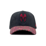 HEAD GEAR BLACK WITH PRINTED RED REDEFINED SUEDE CAP
