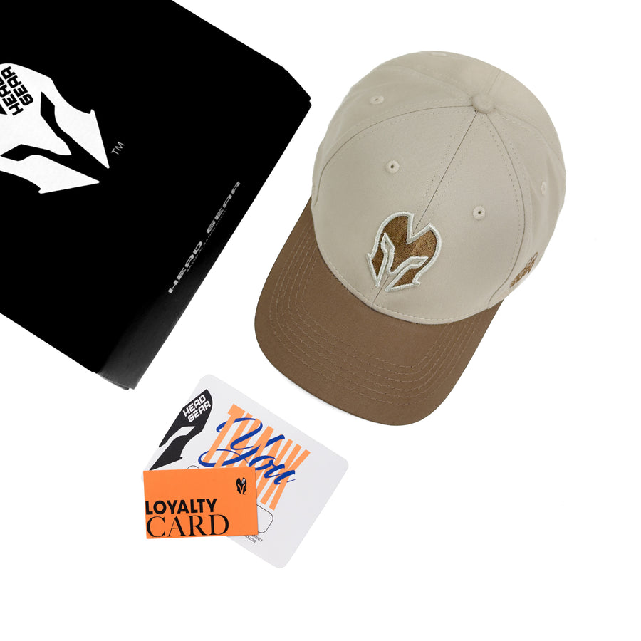 HEAD GEAR OFF-WHITE AND BROWN REDEFINED TWILL CAP
