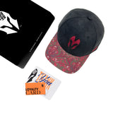 HEAD GEAR BLACK WITH PRINTED RED REDEFINED SUEDE CAP