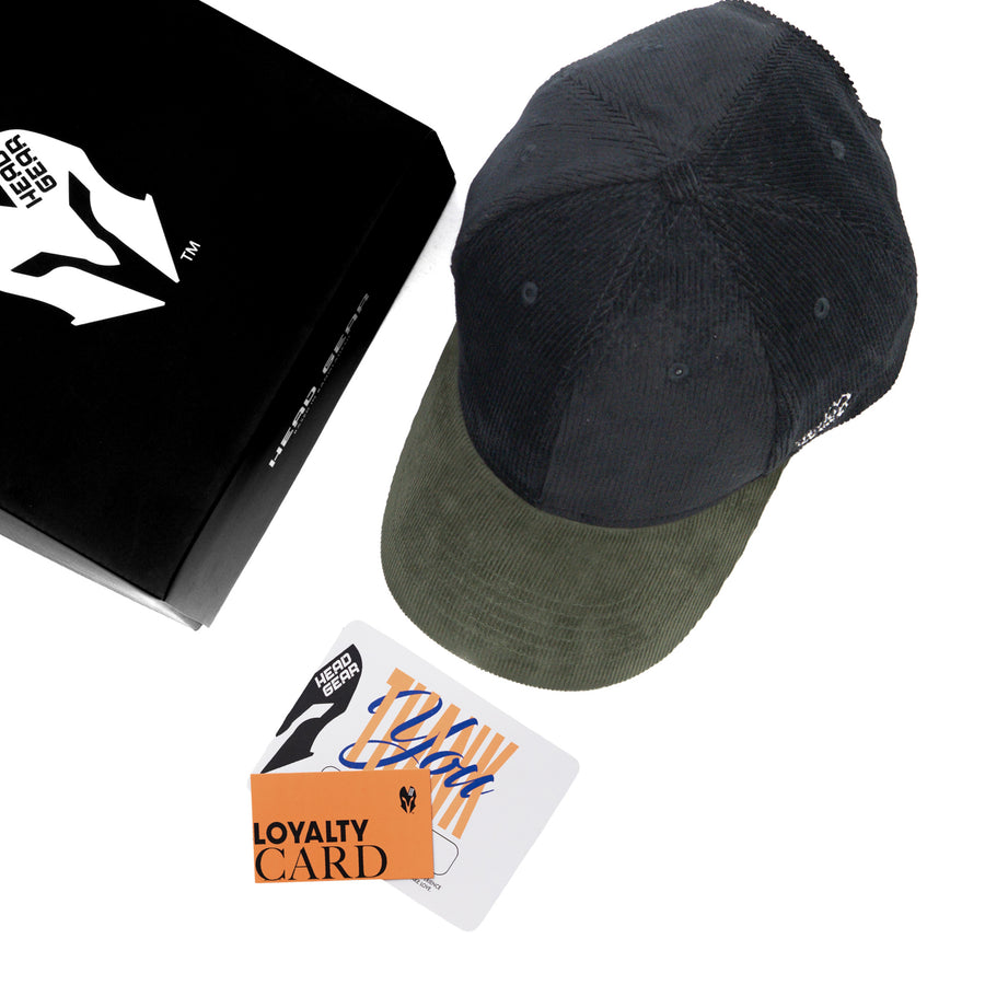 HEAD GEAR BLACK OLIVE DUAL TONE CORD CAP