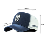 HEAD GEAR DARK NAVY BLUE WHITE DENIM TRUCKER CAP