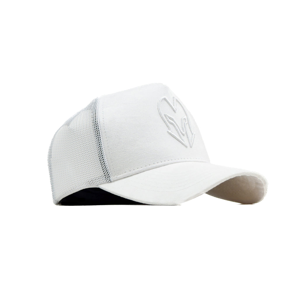 HEAD GEAR WHITE SUPER SUEDE TRUCKER CAP