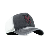 HEAD GEAR CHARCOAL WHITE DENIM TRUCKER CAP