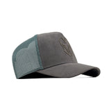 HEAD GEAR GREY SUPER SUEDE TRUCKER CAP