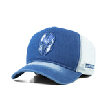 HEAD GEAR BLUE WHITE DENIM TRUCKER CAP